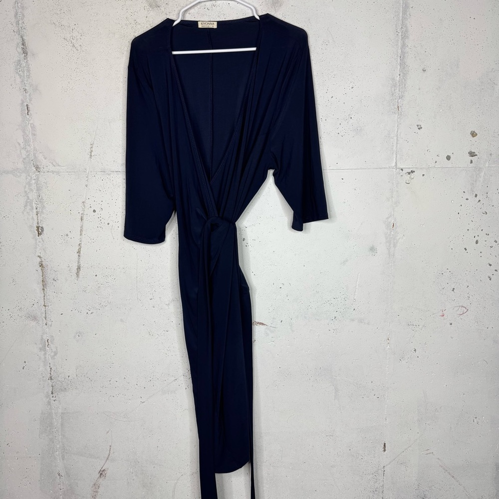 Kiyonna Essential Jersey Knit Wrap Dress 3/4 Sleeves 3X